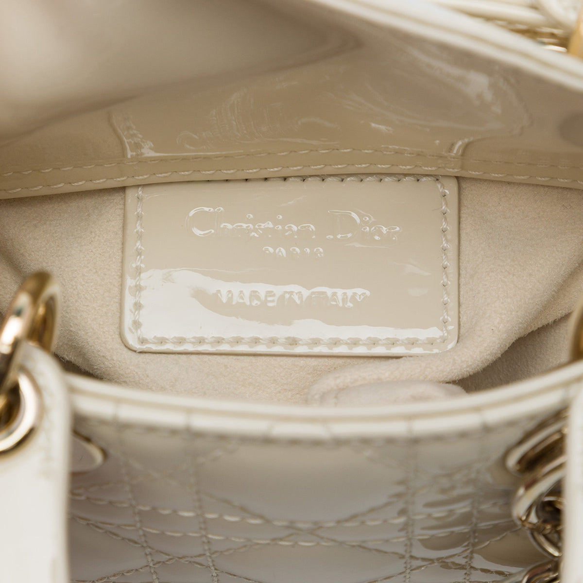Dior Micro Patent Cannage Lady Dior — White