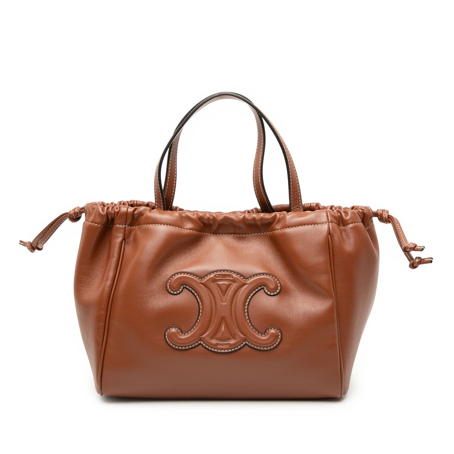 Celine Small Calfskin Cuir Triomphe Cabas Drawstring Satchel