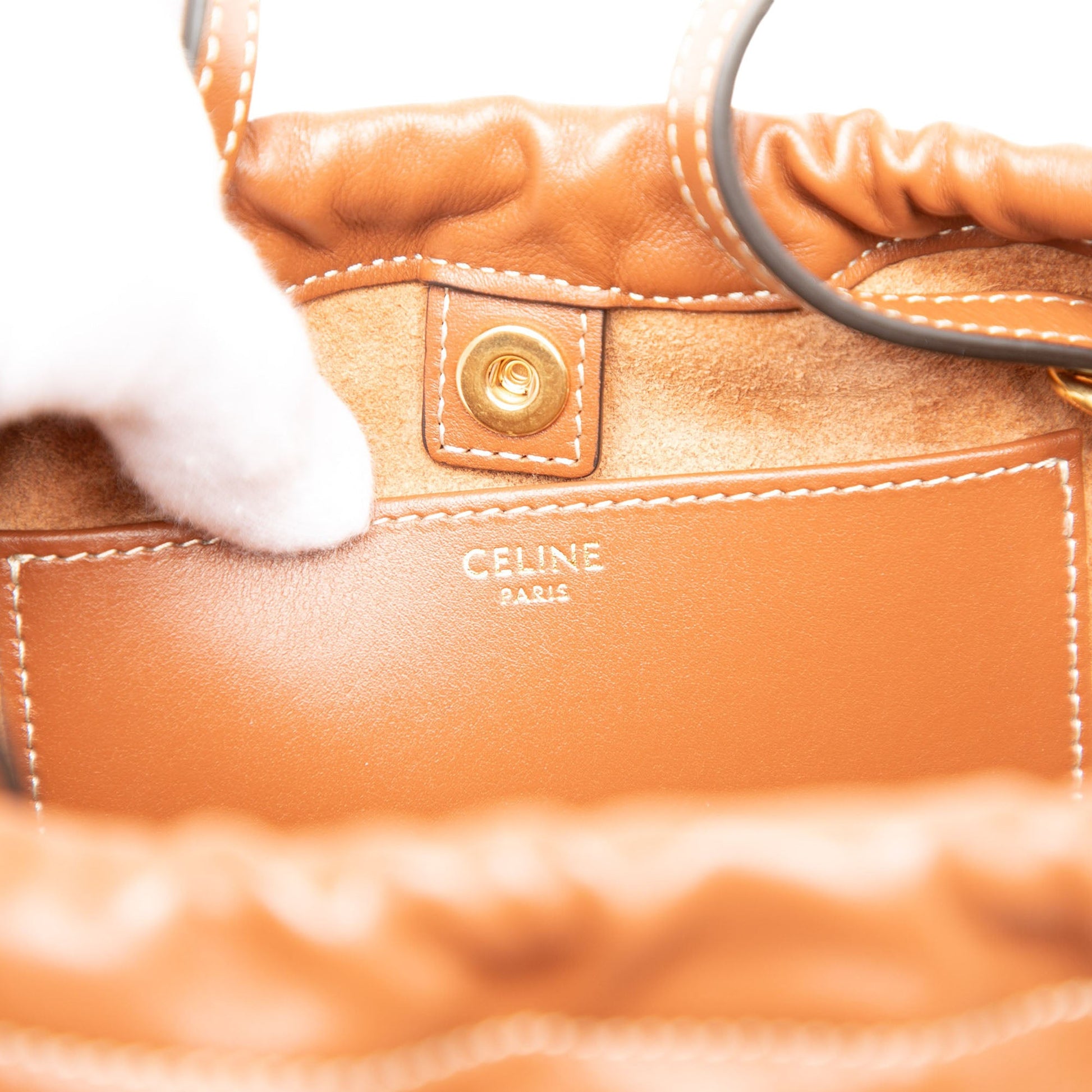 Celine Small Calfskin Cuir Triomphe Cabas Drawstring Satchel