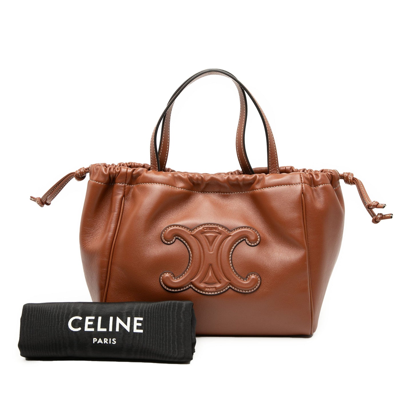 Celine Small Calfskin Cuir Triomphe Cabas Drawstring Satchel