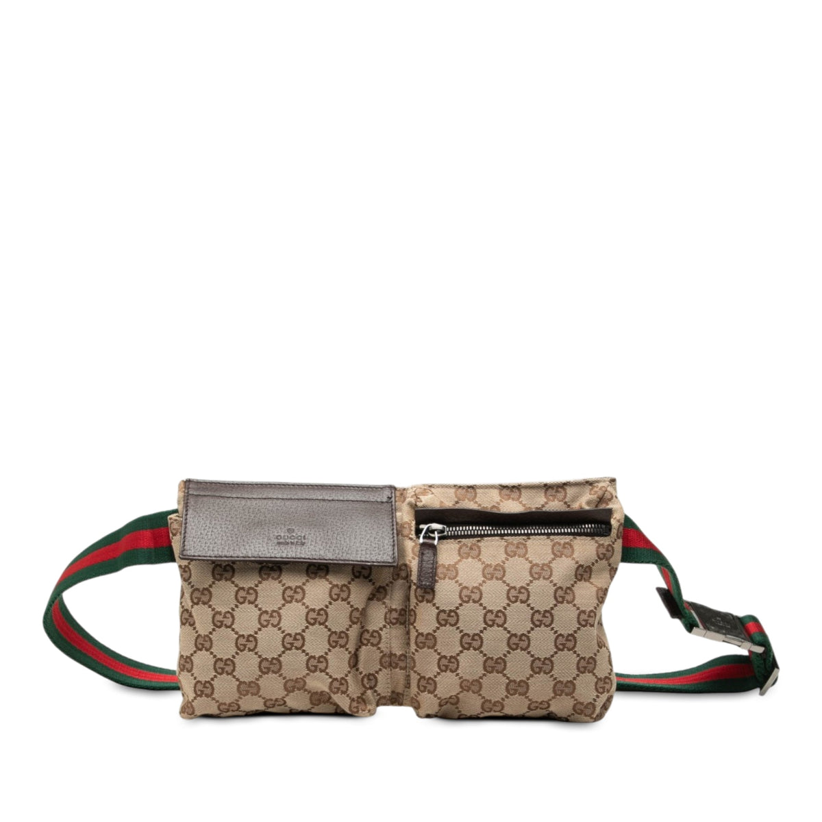Gucci GG Canvas Web Double Pocket Belt Bag