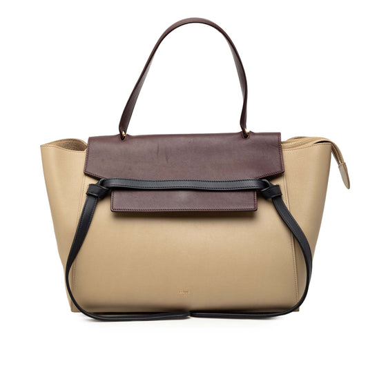 Celine Mini Tricolor Grained Calfskin Belt Satchel