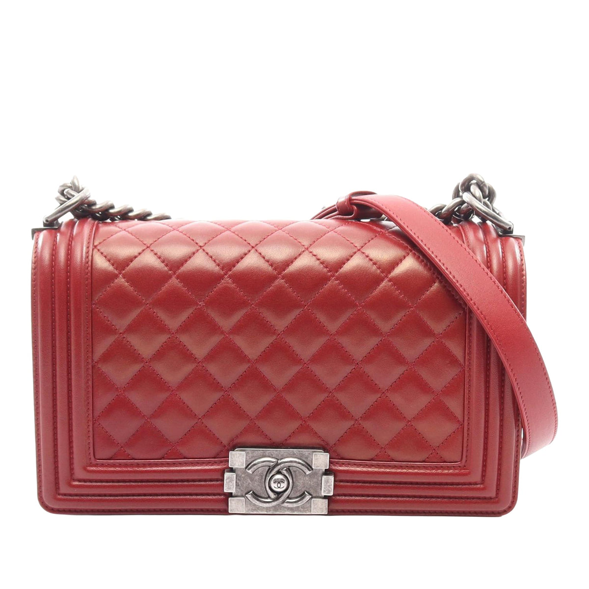 Chanel Old Medium Quilted Lambskin Boy Flap
