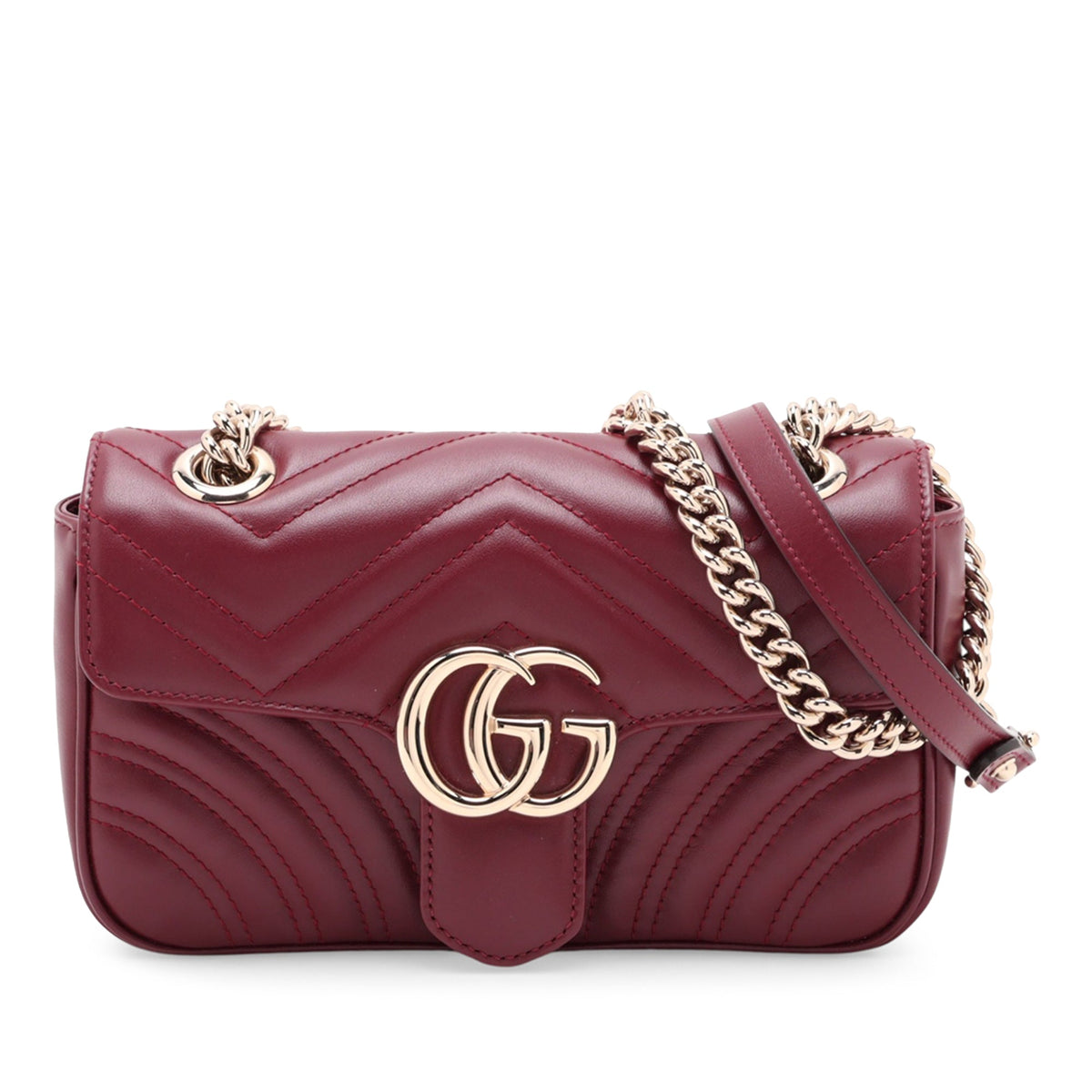 Gucci Small GG Marmont Matelasse Calfskin Shoulder Bag — Red