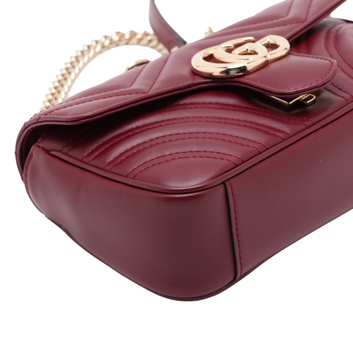 Gucci Small GG Marmont Matelasse Calfskin Shoulder Bag — Red