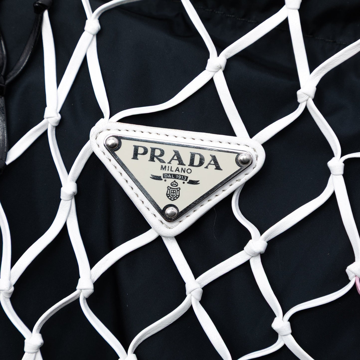 Prada Tessuto and Tricolor Rete Drawstring Tote
