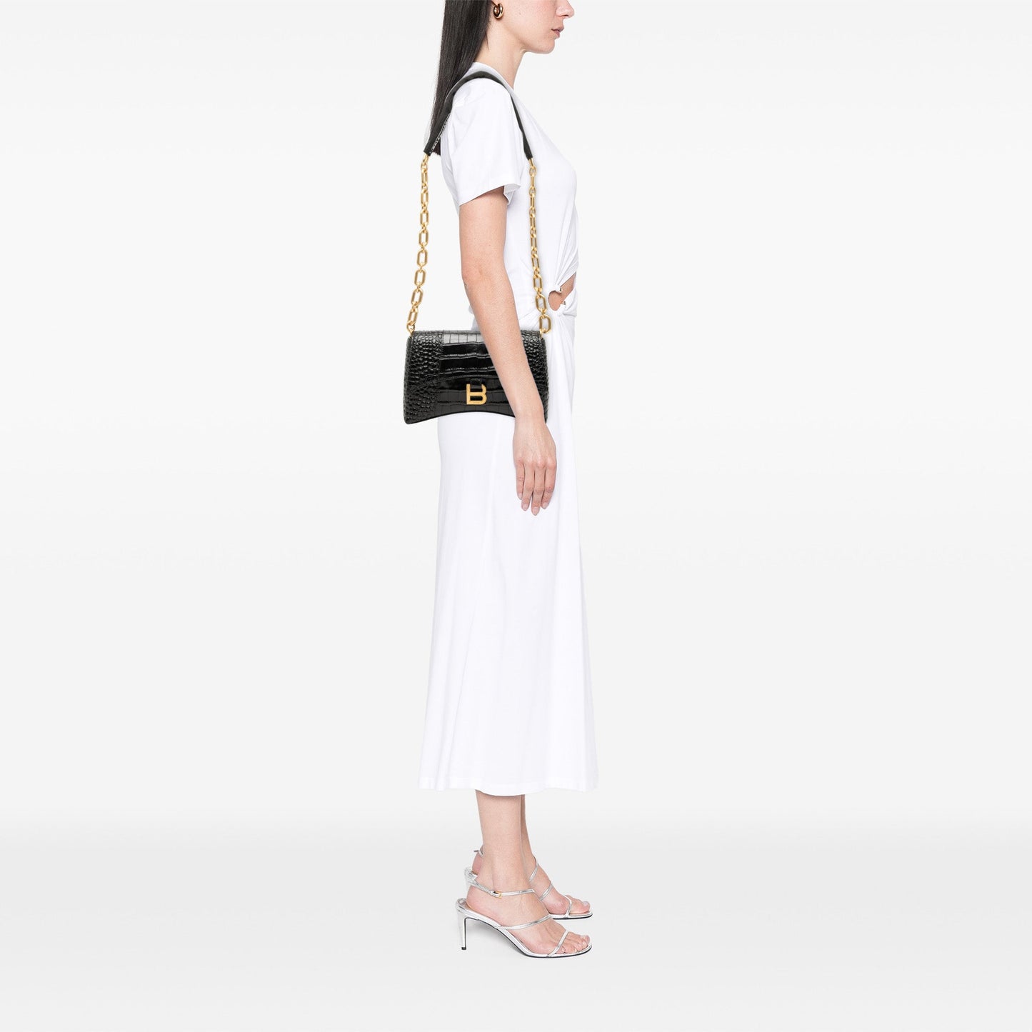 Balenciaga Croc Embossed Leather Downtown Crossbody XS