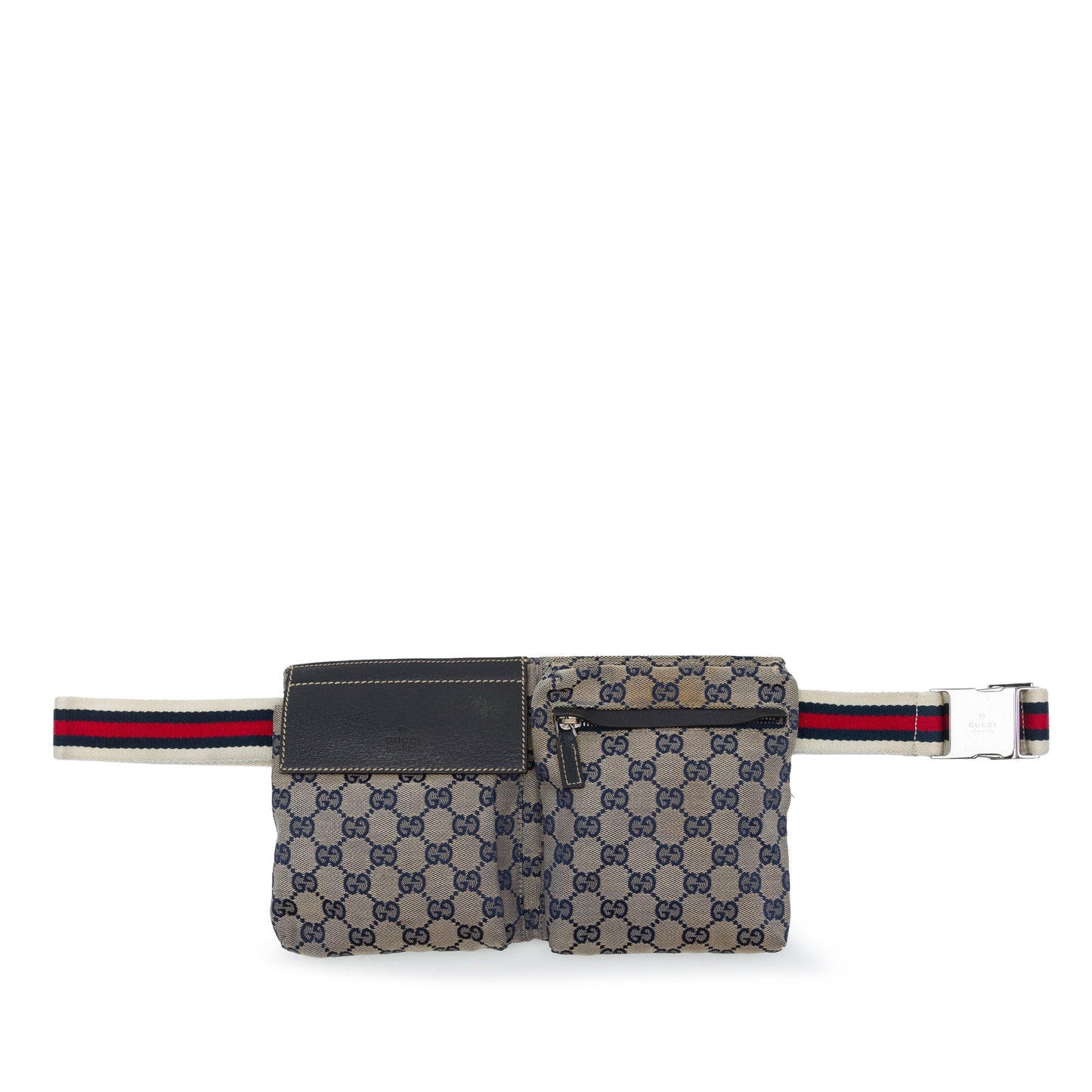 Gucci GG Canvas Web Double Pocket Belt Bag