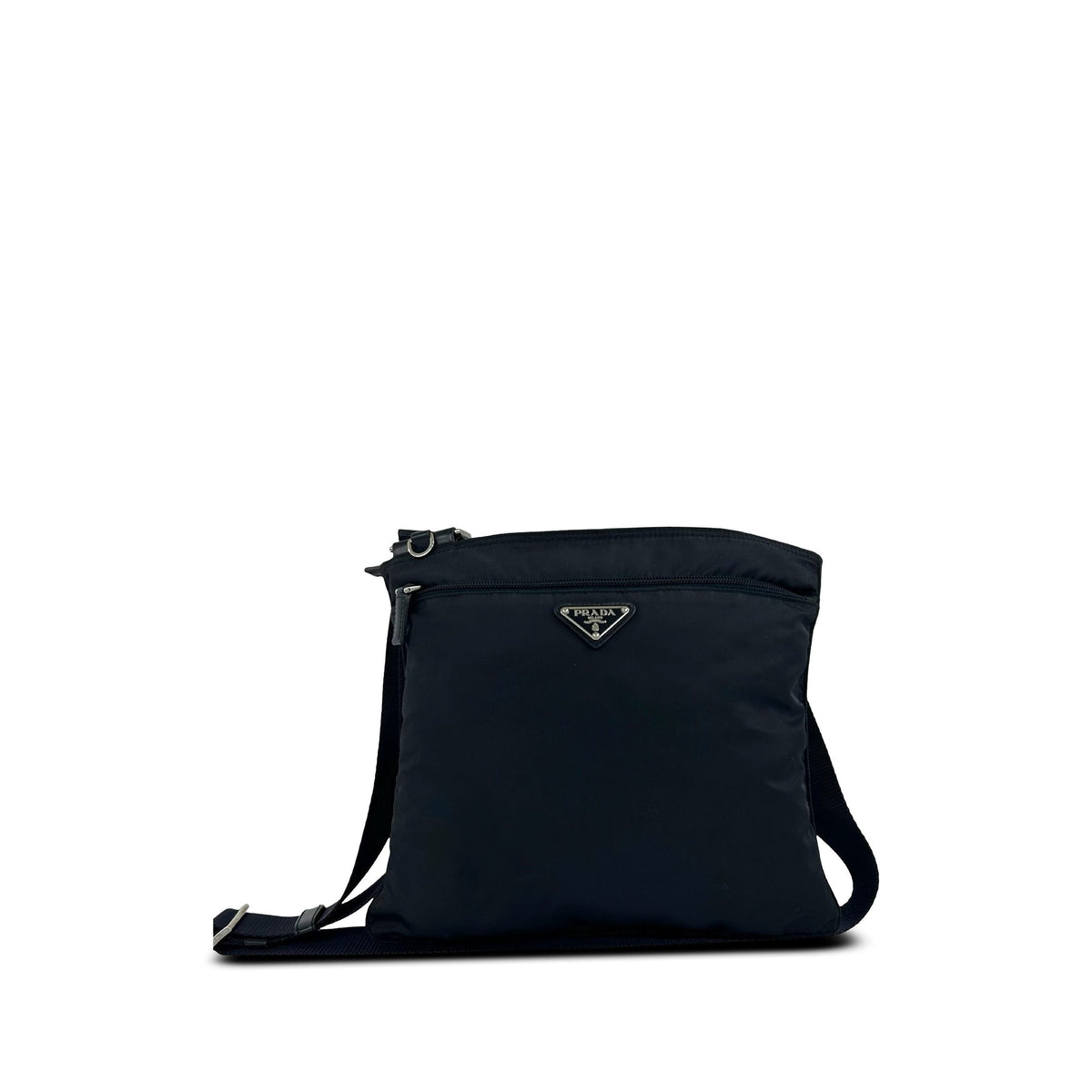 Prada Tessuto Zip Top Crossbody — Blue