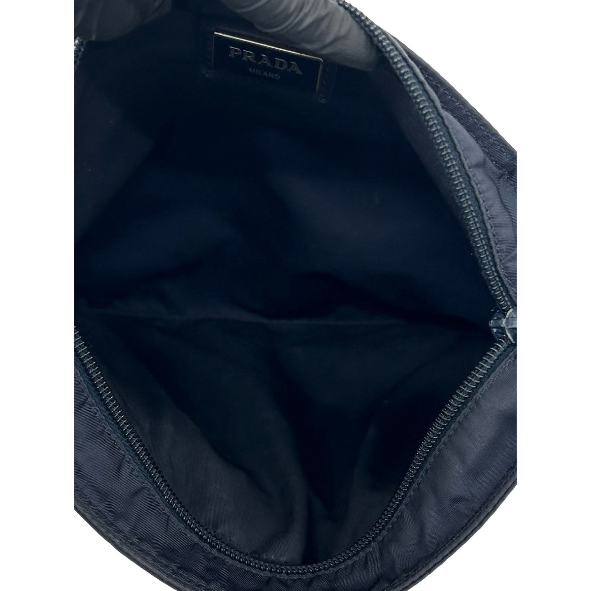 Prada Tessuto Zip Top Crossbody — Blue