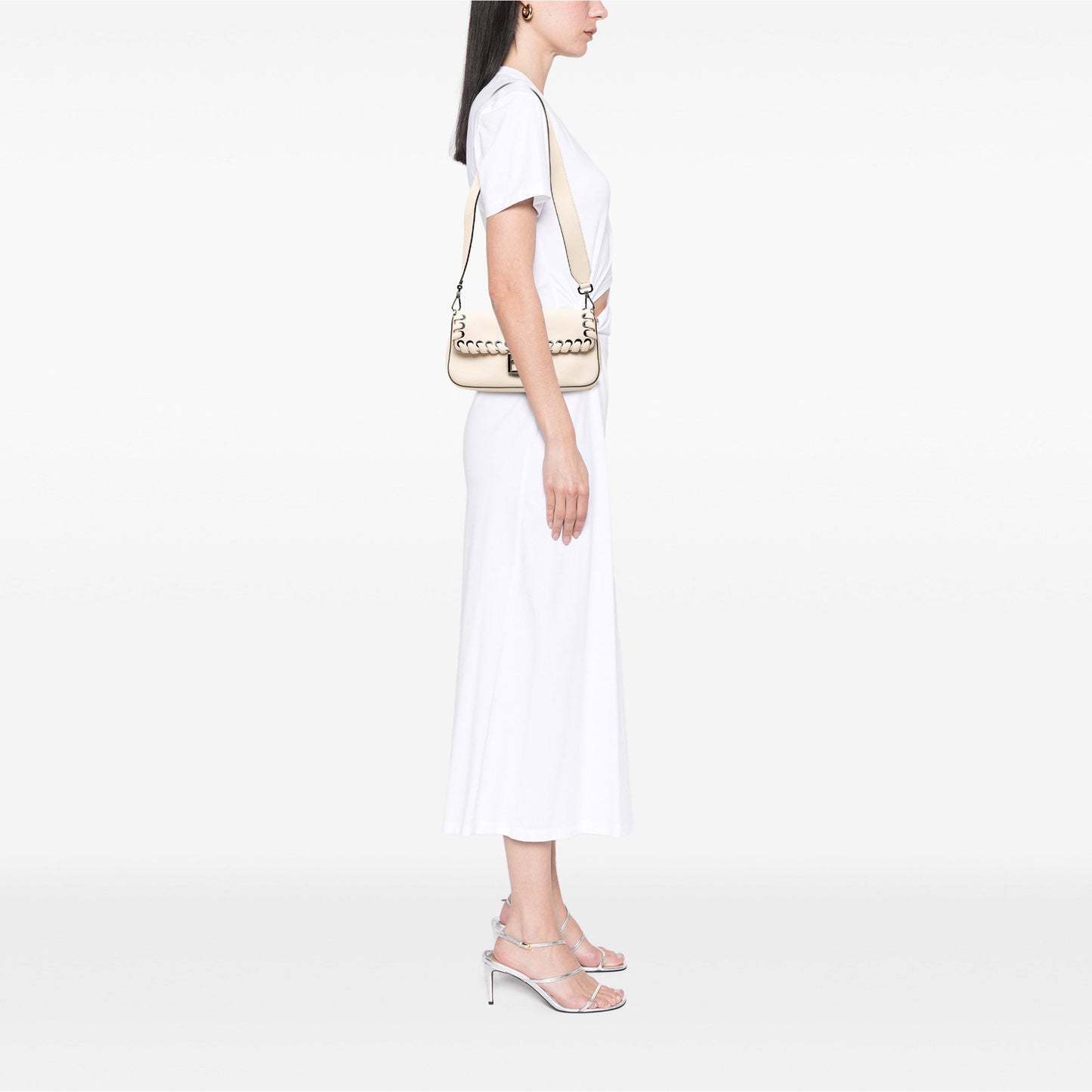Fendi Whipstitch Leather Baguette Crossbody