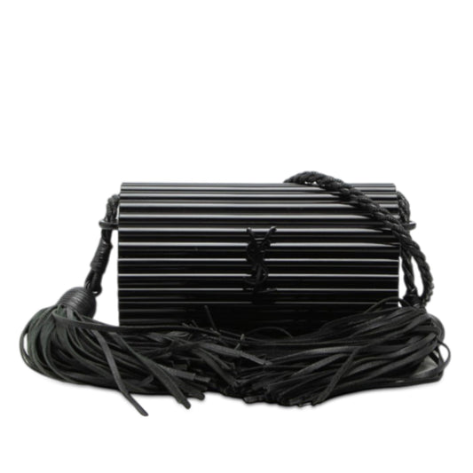 Ribbed Acrylic Lambskin Fringe Monogram Monochrome Opium Box Bag