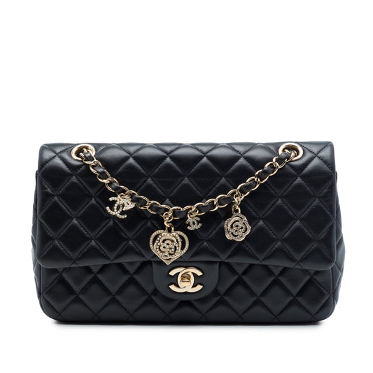 Chanel Medium Classic Lambskin Valentines Heart Charms Single Flap