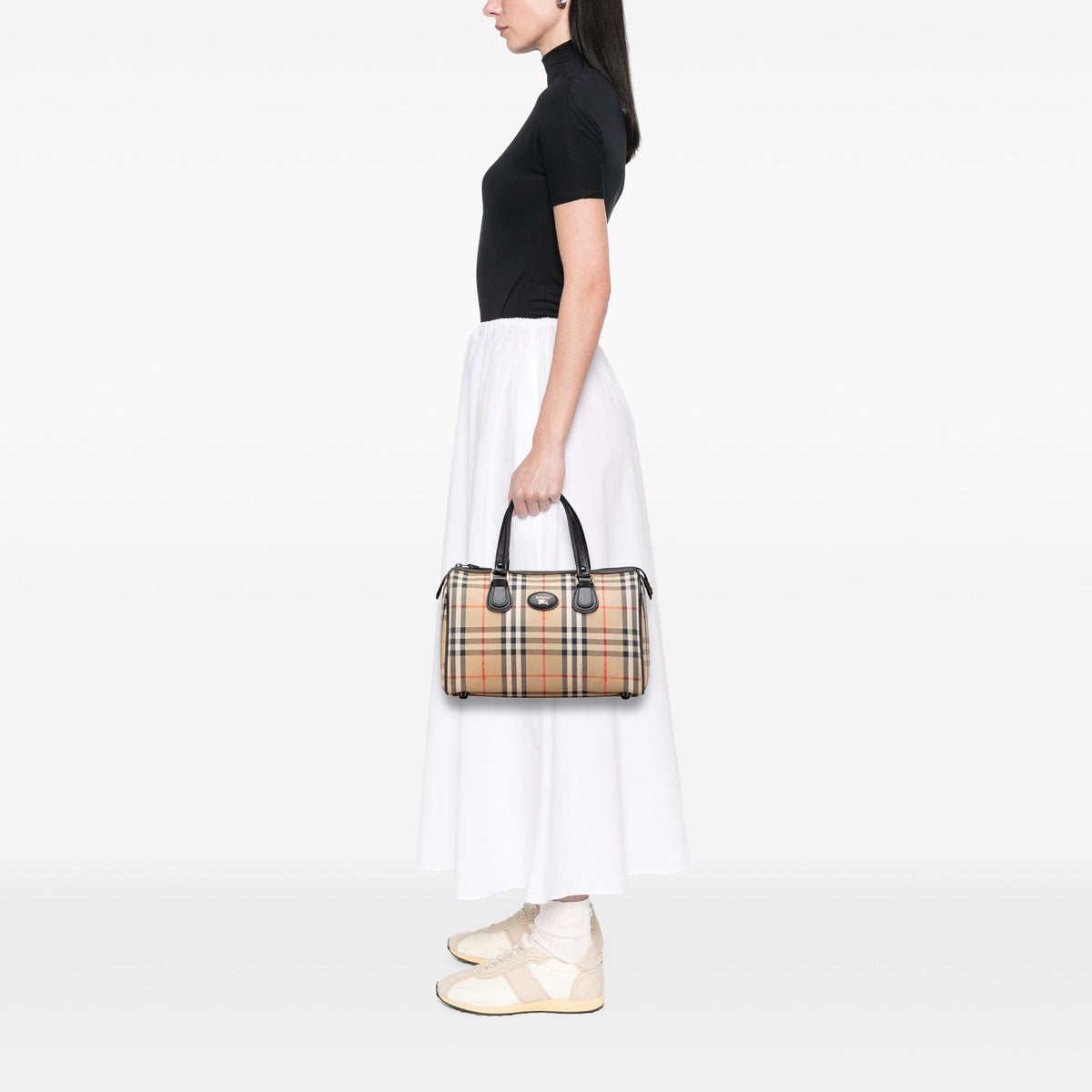 Burberry Haymarket Check Canvas Boston Bag