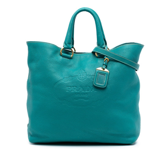 Prada Vitello Daino Canapa Logo Open Convertible Tote