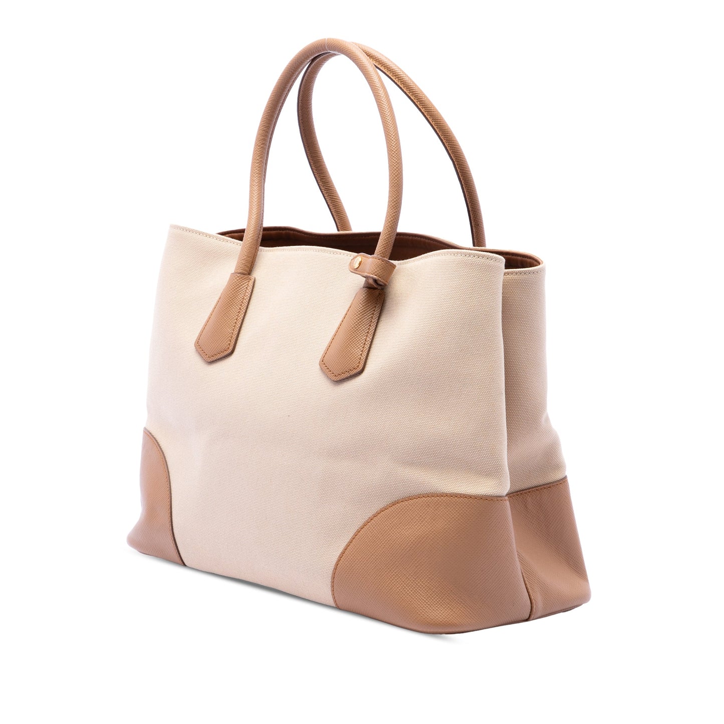 Prada Medium Canvas and Saffiano Cuir Double Satchel