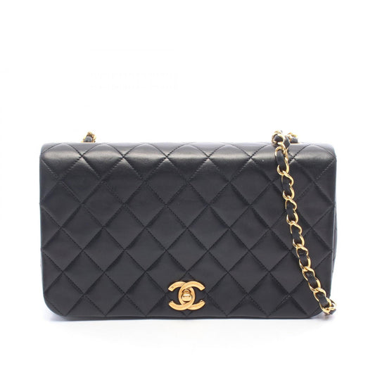 Chanel CC Quilted Lambskin Turnlock Full Single Flap — Black