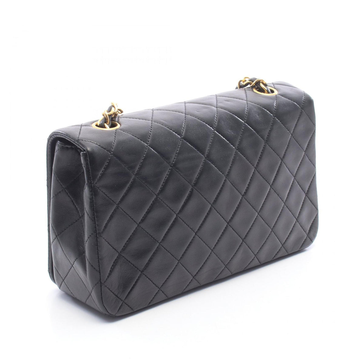 Chanel CC Quilted Lambskin Turnlock Full Single Flap — Black