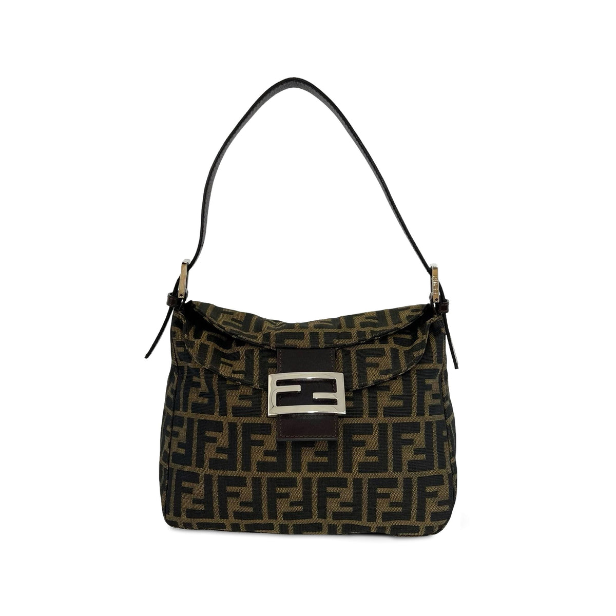 Fendi Zucca Canvas Shoulder Bag — Brown