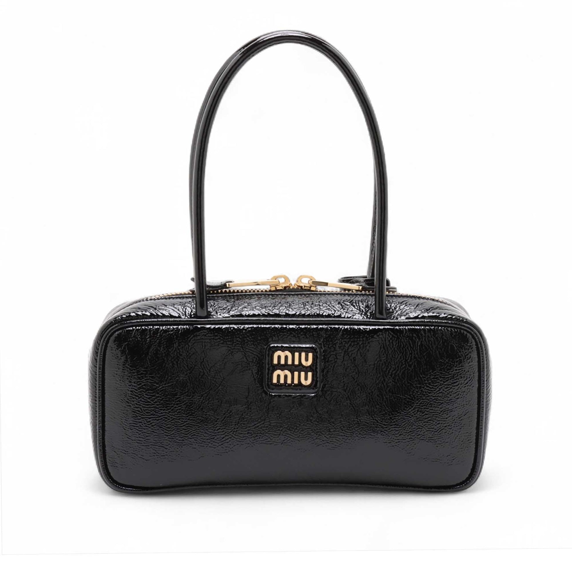 Miu Miu Small Naplak Patent Logo Beau Handbag