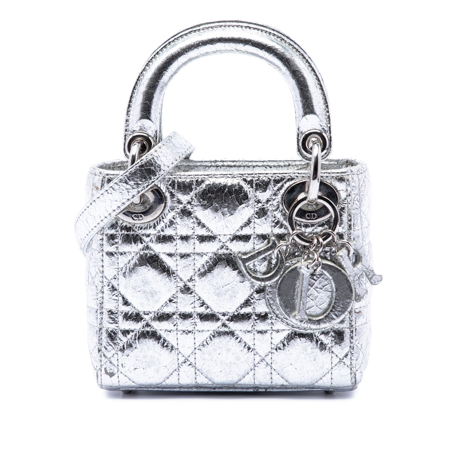Dior Micro Metallic Crinkled Calfskin Cannage Lady Dior
