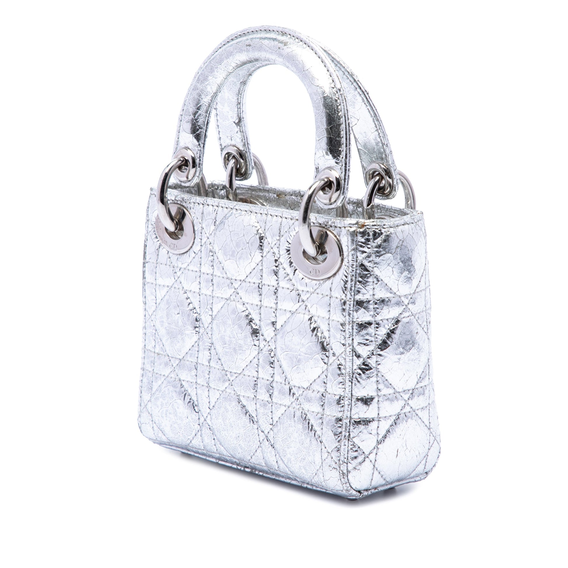 Dior Micro Metallic Crinkled Calfskin Cannage Lady Dior