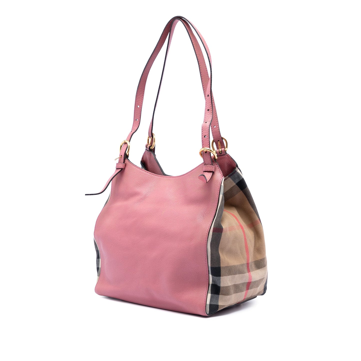 Burberry Small Leather and House Check Canvas Canterbury Tote
