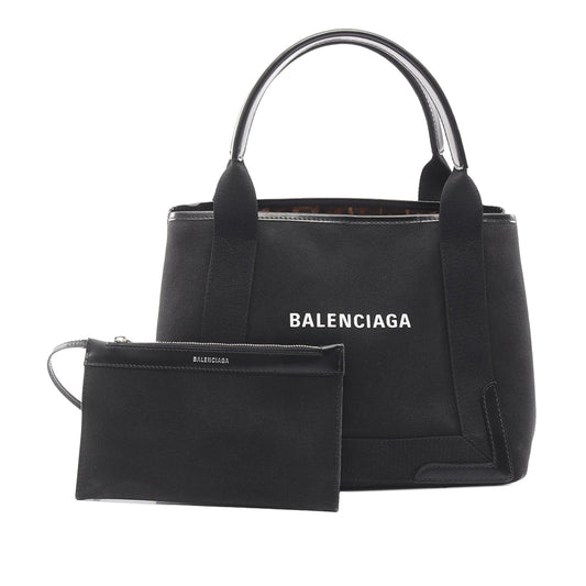 Balenciaga Canvas Navy Cabas Tote S