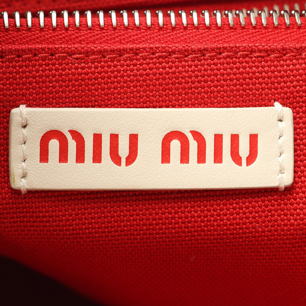 Miu Miu Leather Bicolor Basket Weave Satchel — Red