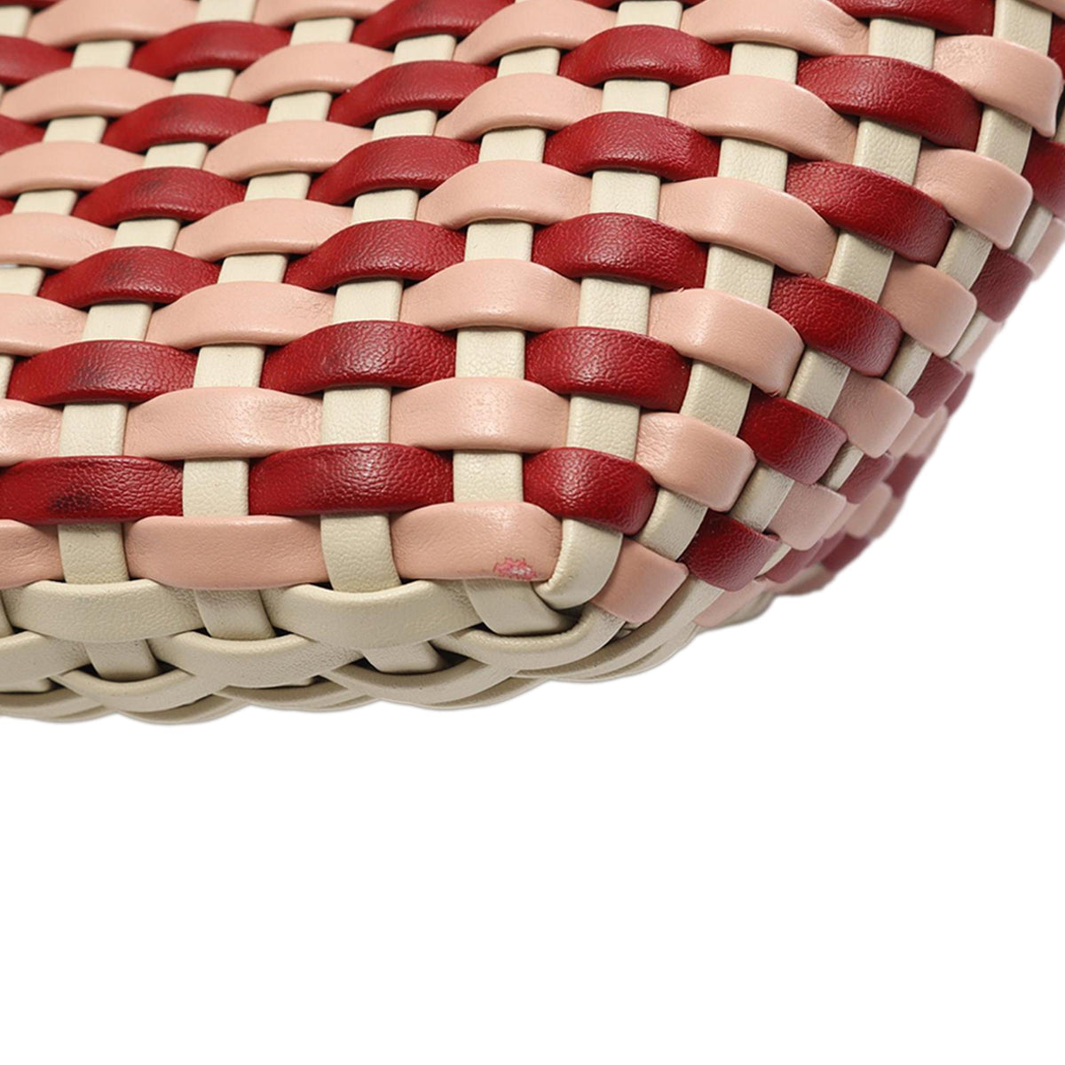 Miu Miu Leather Bicolor Basket Weave Satchel — Red