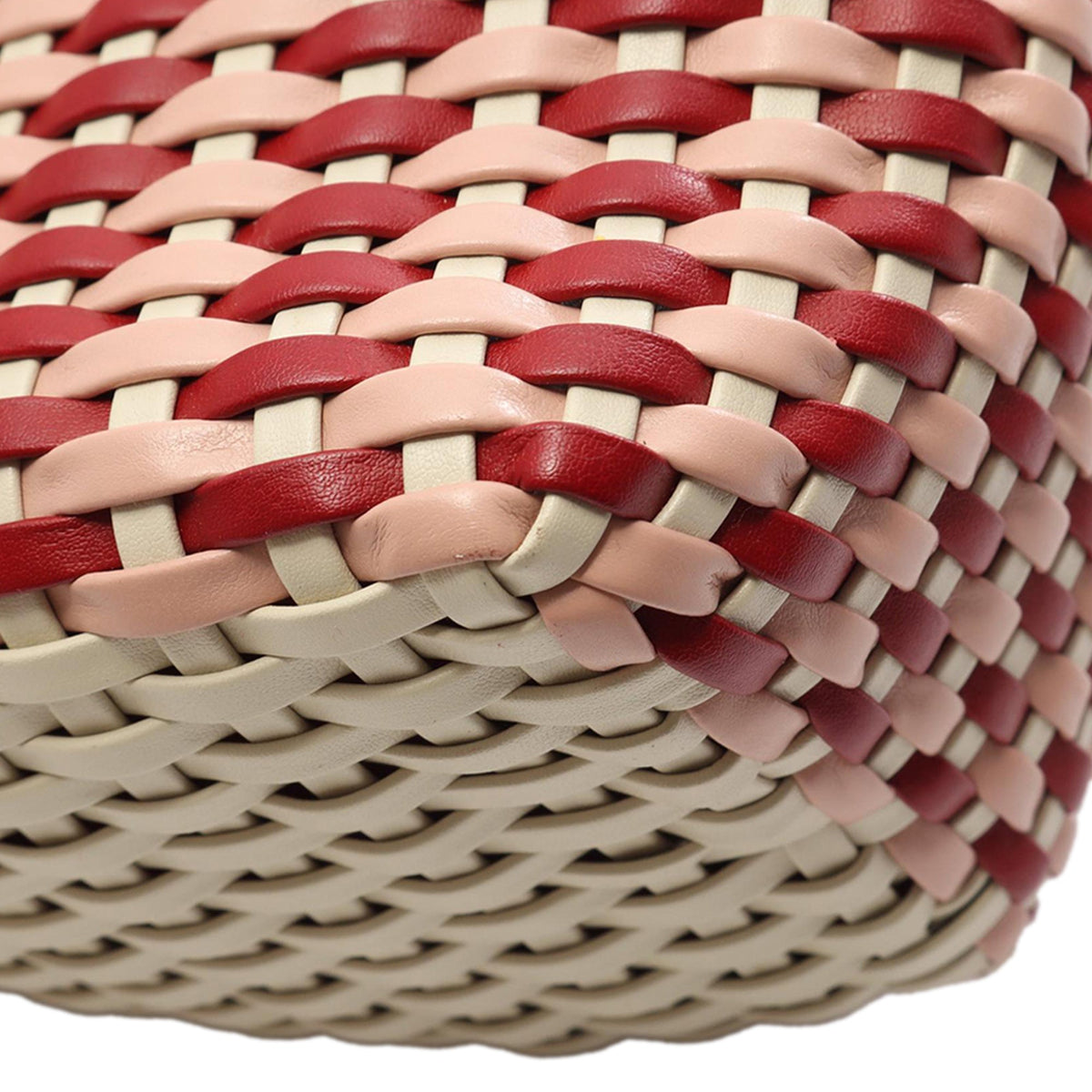 Miu Miu Leather Bicolor Basket Weave Satchel — Red