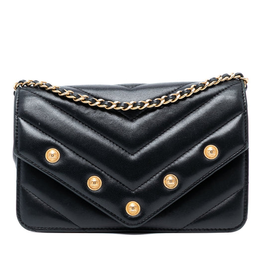 Chanel Chevron Lambskin Button Wallet On Chain