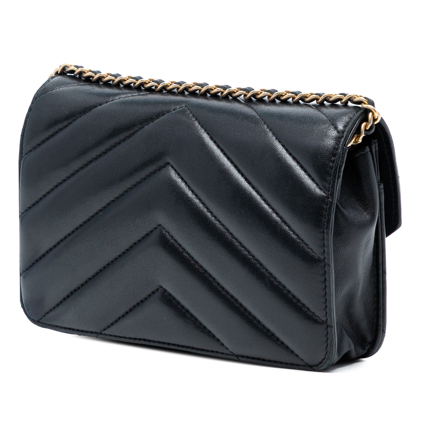 Chanel Chevron Lambskin Button Wallet On Chain