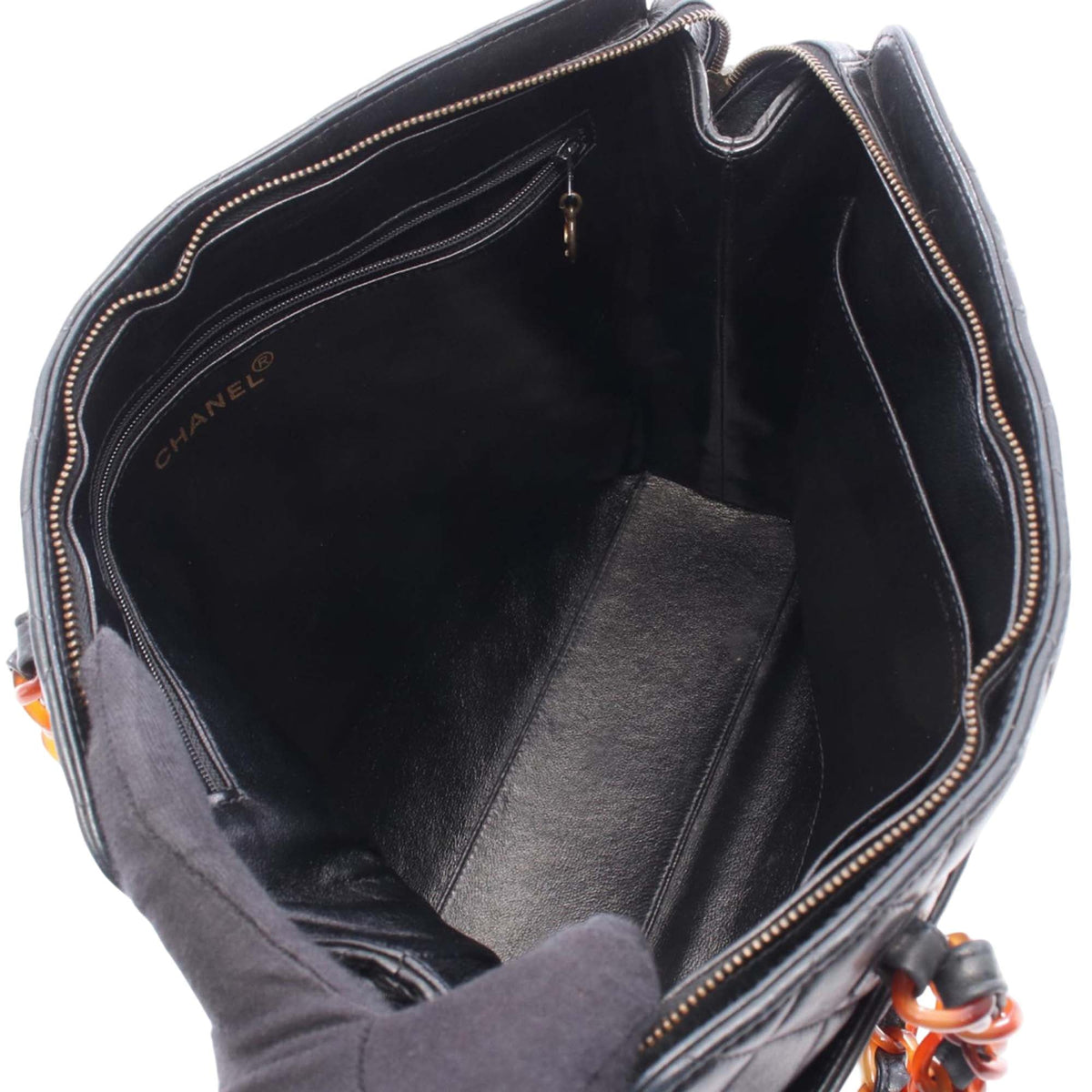 Chanel CC Quilted Lambskin Tortoiseshell Tote — Black