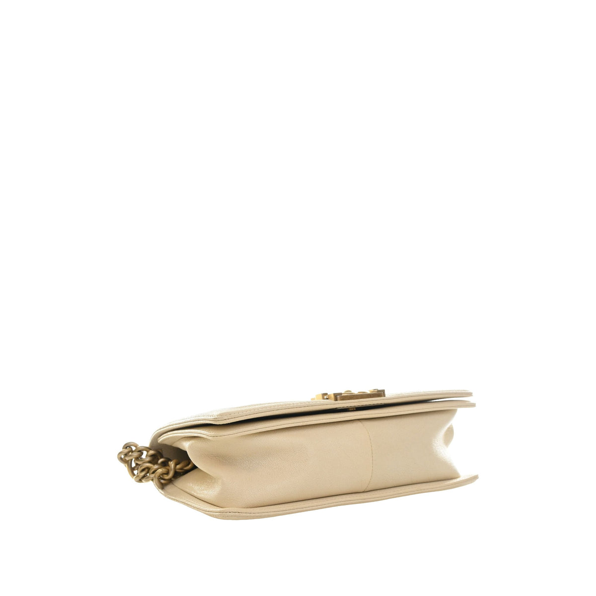 Chanel Old Medium Quilted Caviar Boy Flap — White