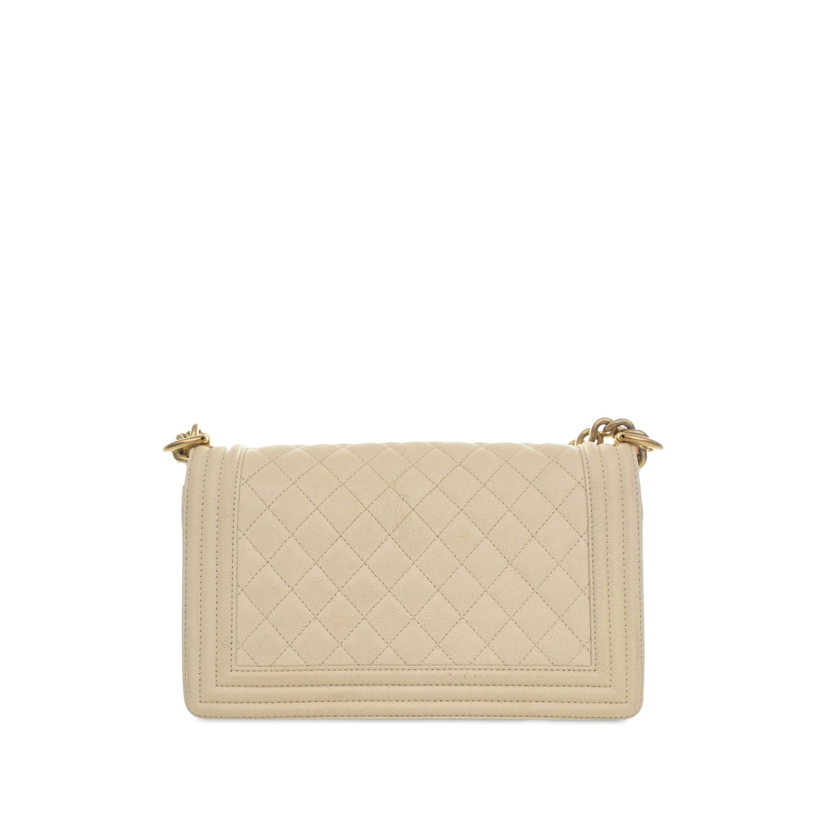 Chanel Old Medium Quilted Caviar Boy Flap — White