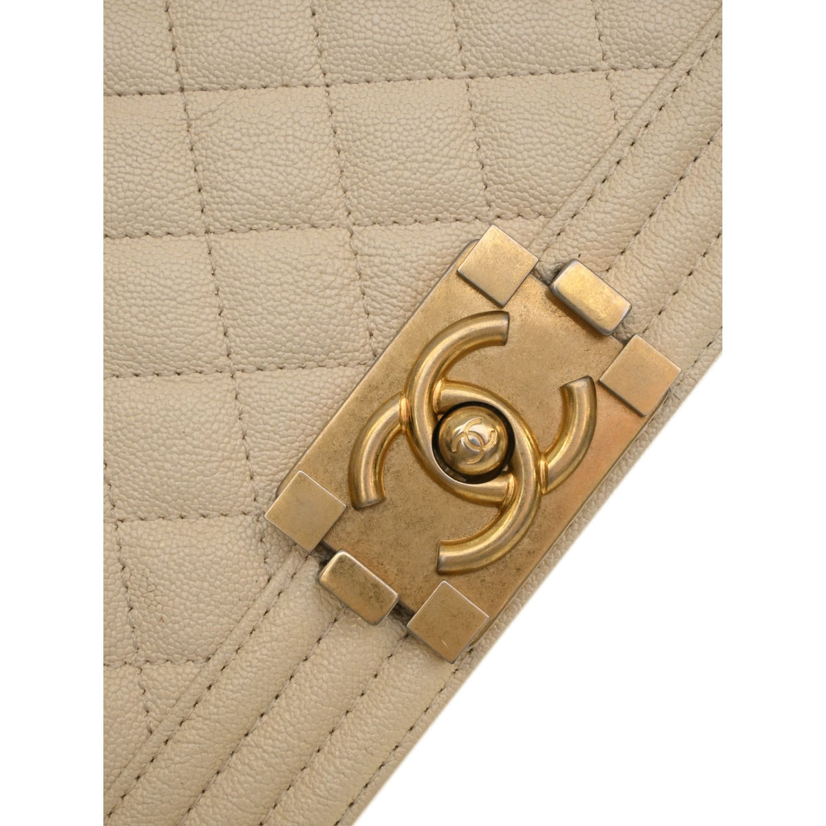 Chanel Old Medium Quilted Caviar Boy Flap — White