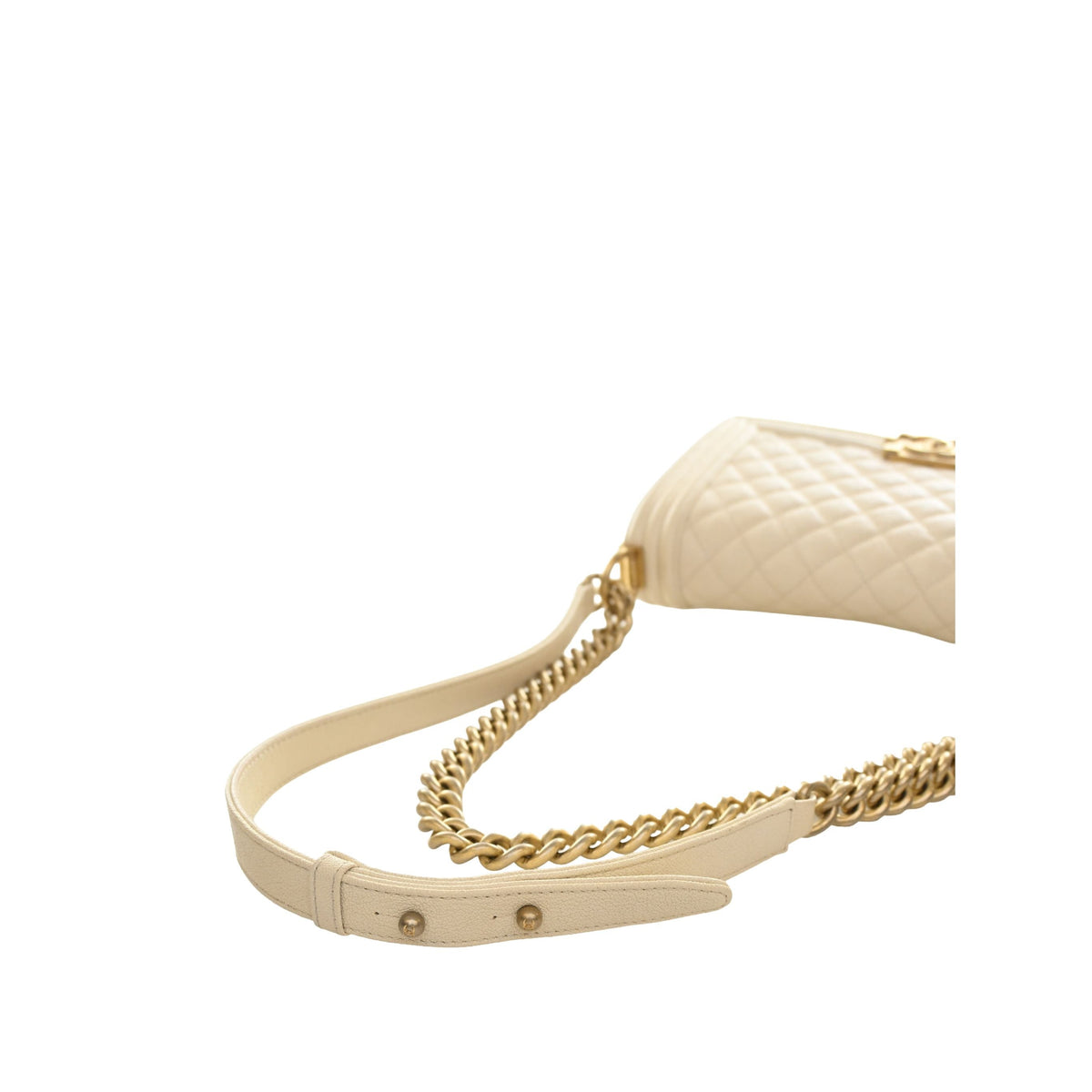 Chanel Old Medium Quilted Caviar Boy Flap — White