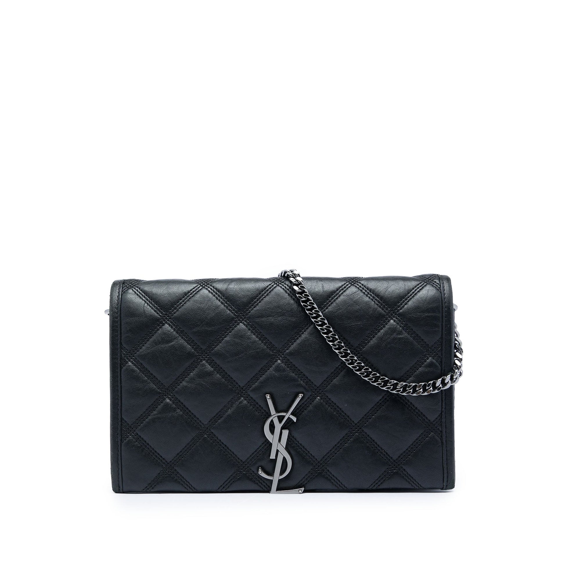 Saint Laurent Quilted Diamond Lambskin Becky Wallet on Chain