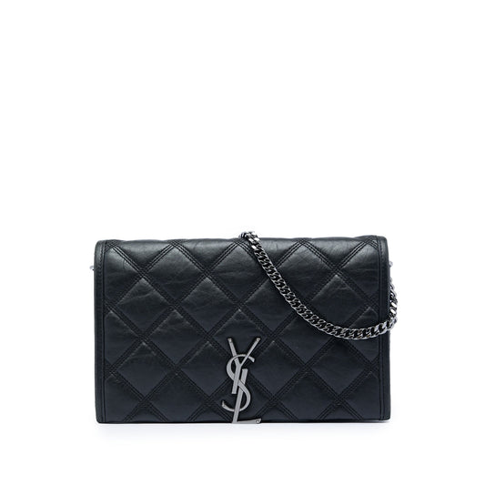 Saint Laurent Quilted Diamond Lambskin Becky Wallet on Chain
