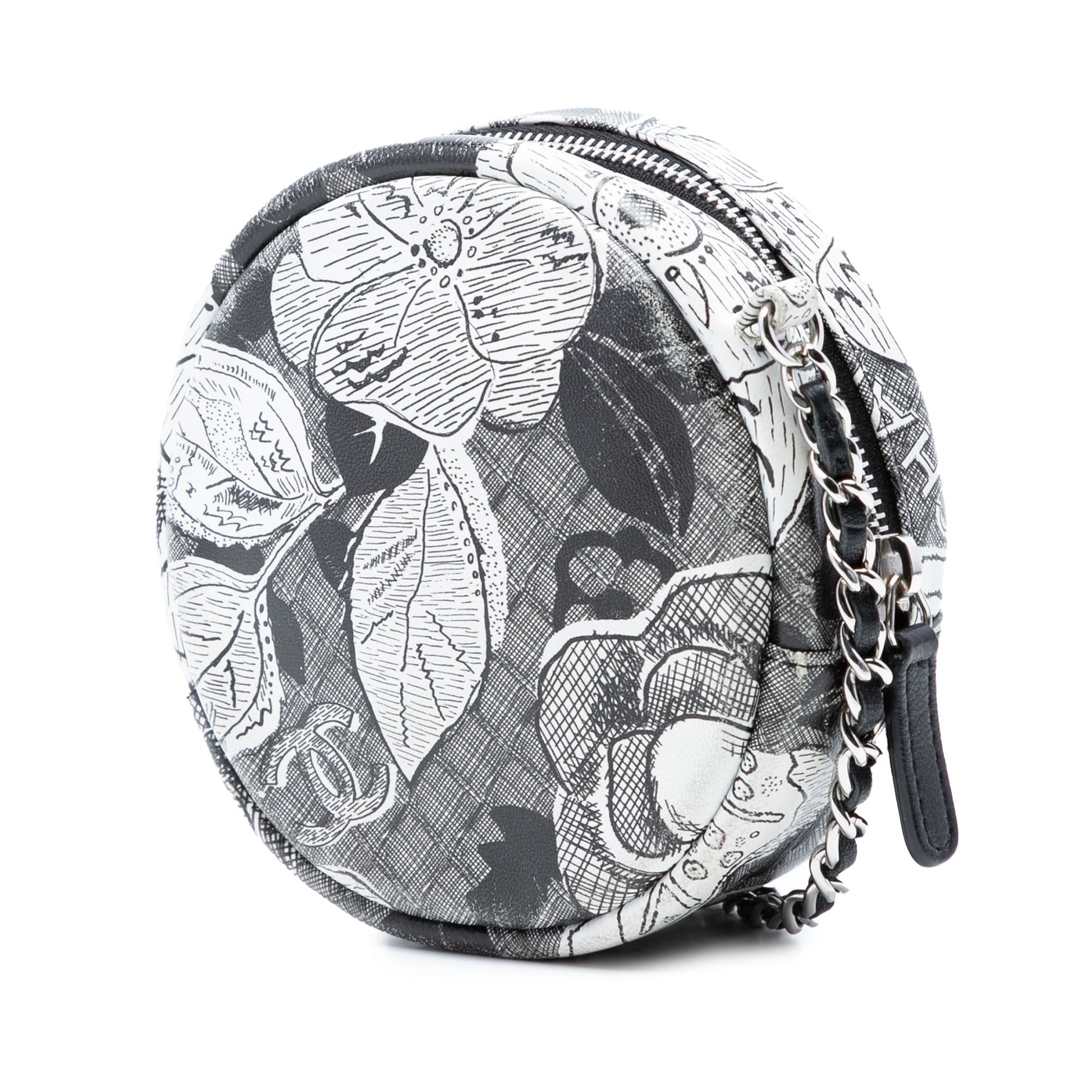 Chanel CC Calfskin Floral Round Clutch on Chain