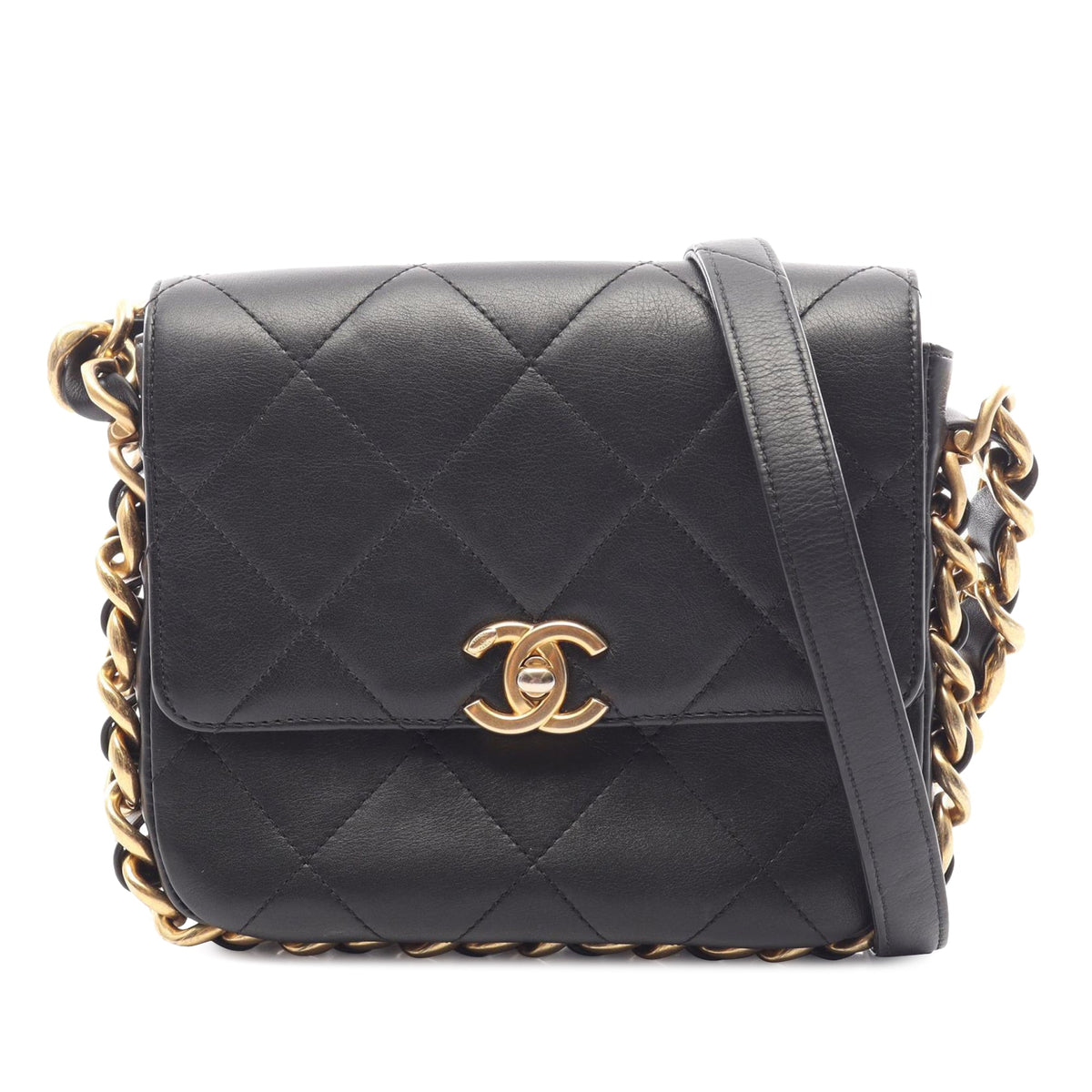 Chanel Small Quilted Calfskin Framing Chain Flap — Black