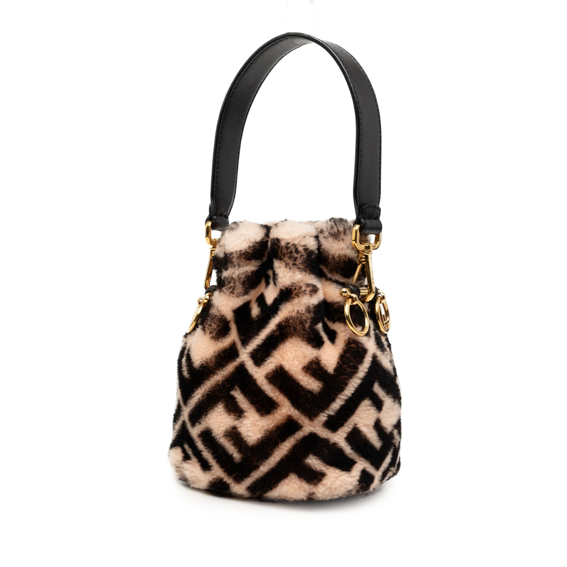 Fendi Mini Zucca Shearling Mon Tresor Bucket Bag