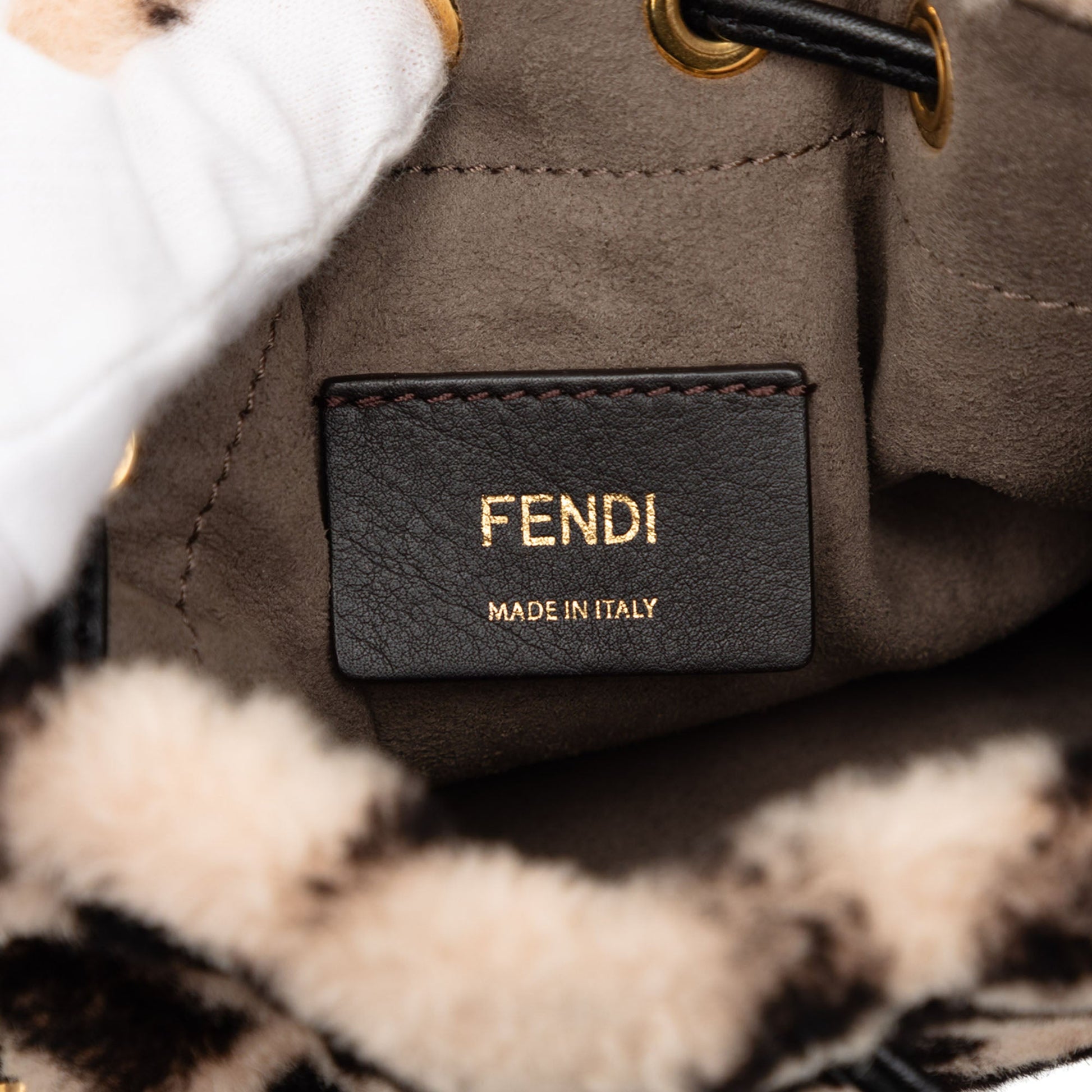 Fendi Mini Zucca Shearling Mon Tresor Bucket Bag
