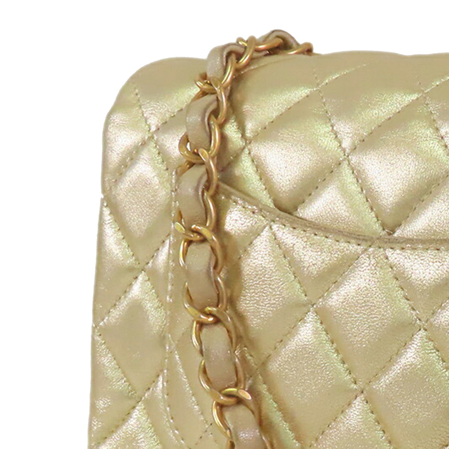 Chanel Mini Rectangular Classic Metallic Lambskin Single Flap