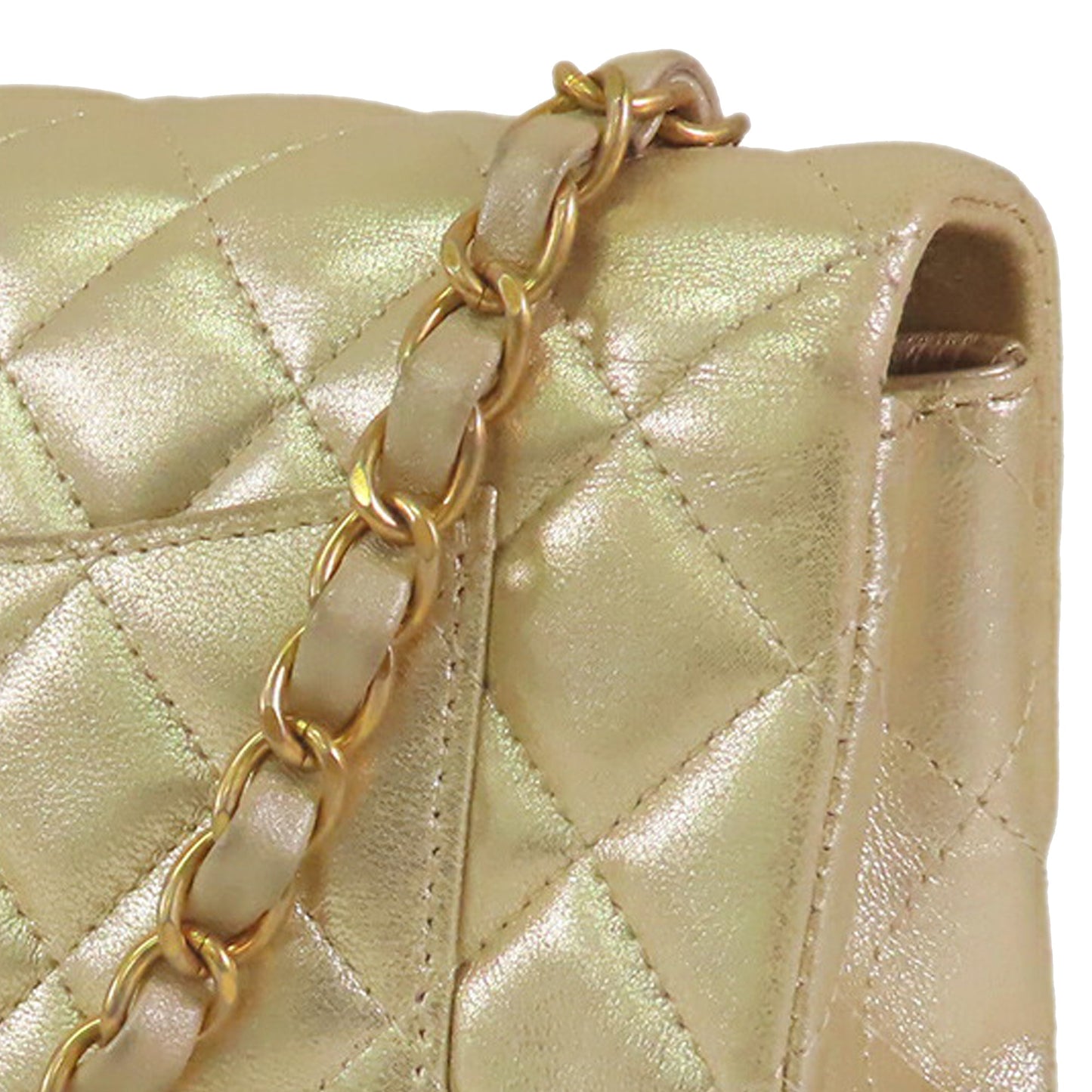 Chanel Mini Rectangular Classic Metallic Lambskin Single Flap