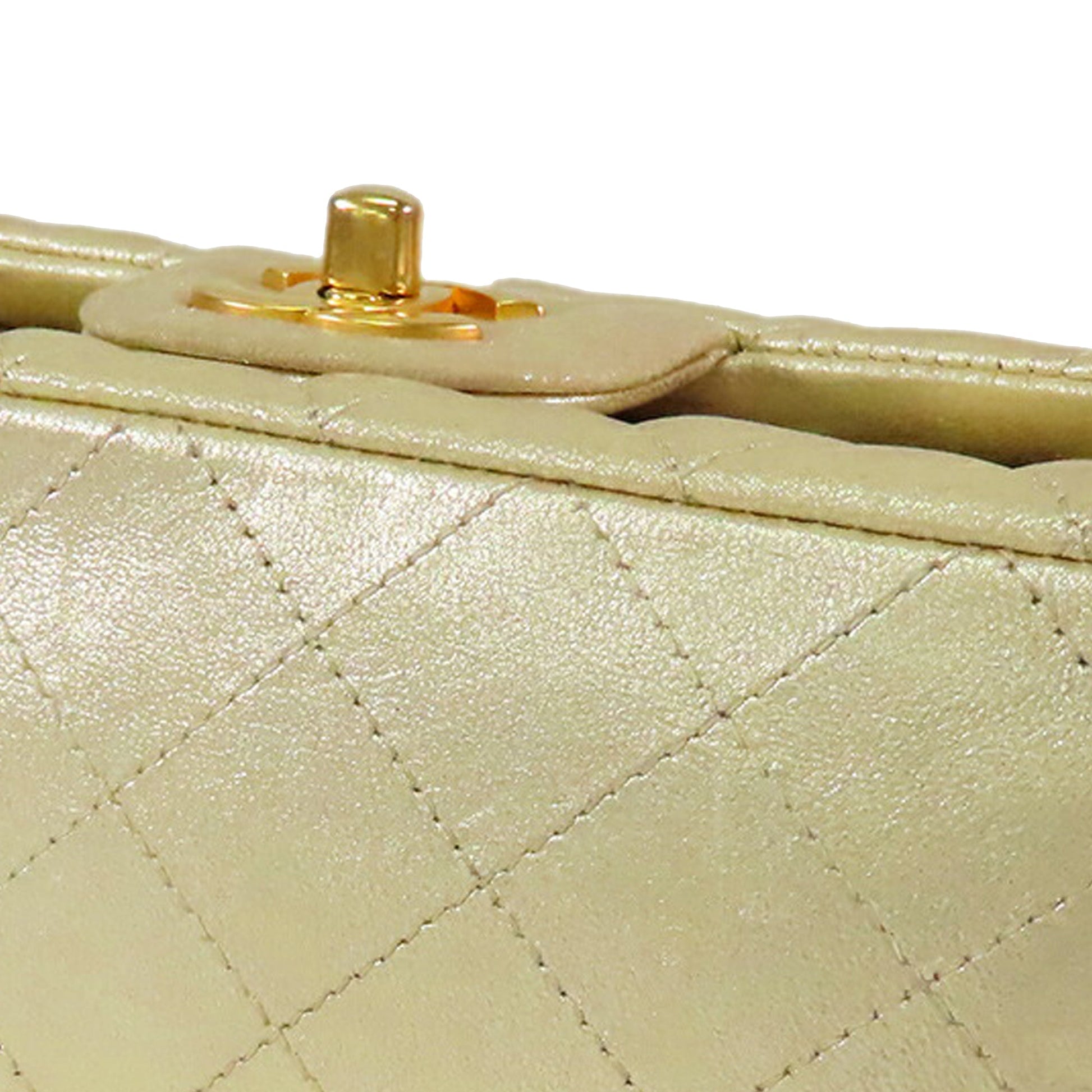 Chanel Mini Rectangular Classic Metallic Lambskin Single Flap