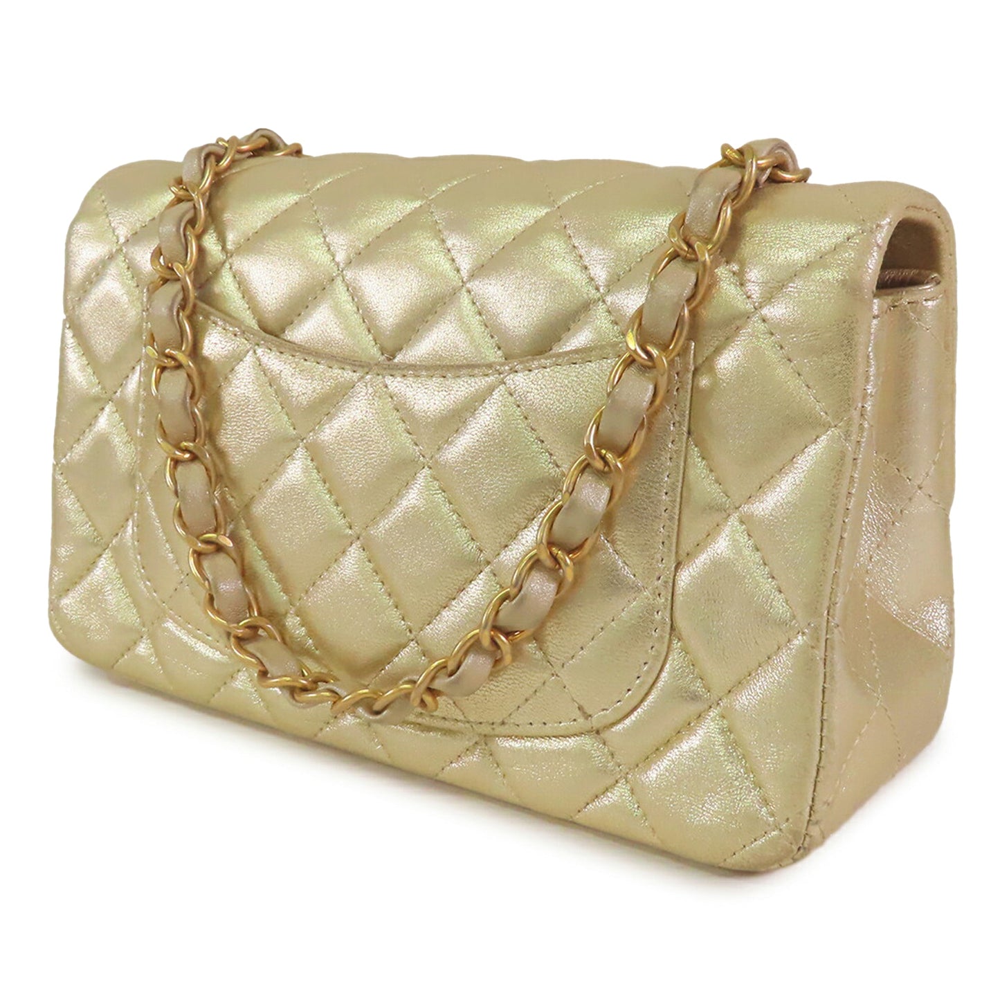 Chanel Mini Rectangular Classic Metallic Lambskin Single Flap