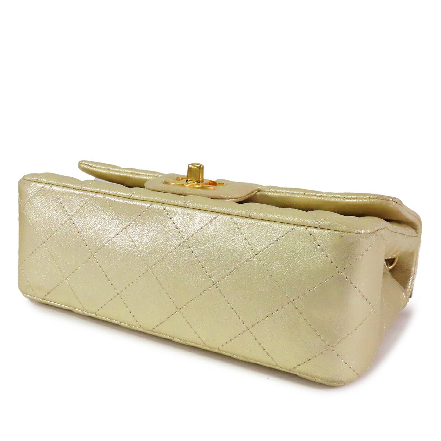 Chanel Mini Rectangular Classic Metallic Lambskin Single Flap
