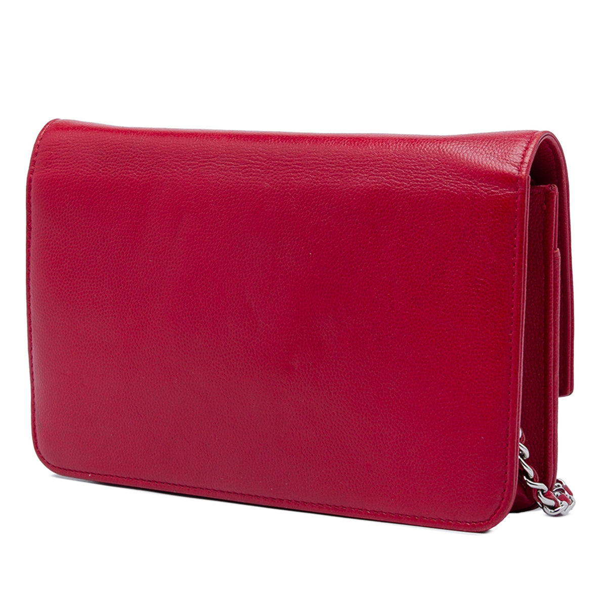 Chanel CC Caviar Sevruga Wallet On Chain — Red